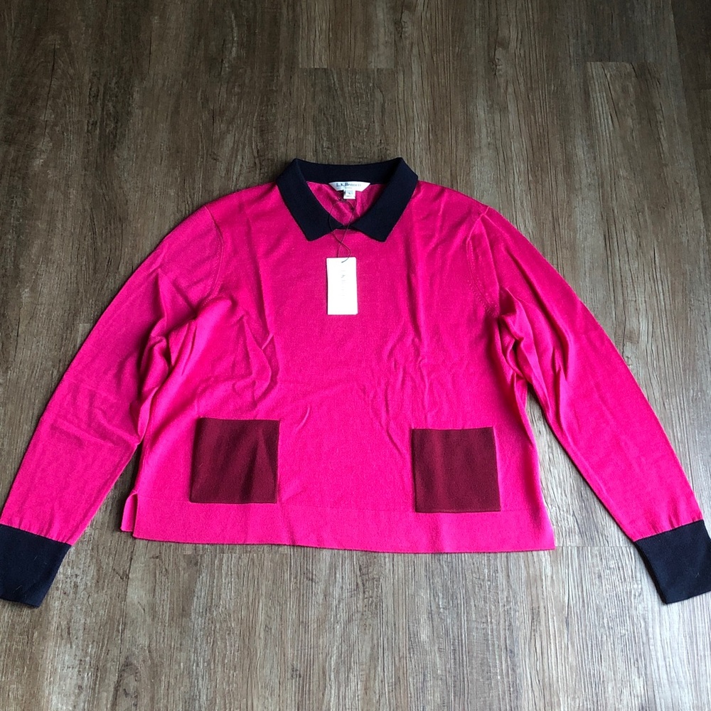 LK Bennett Merino wool sweater with Navy blue Collar